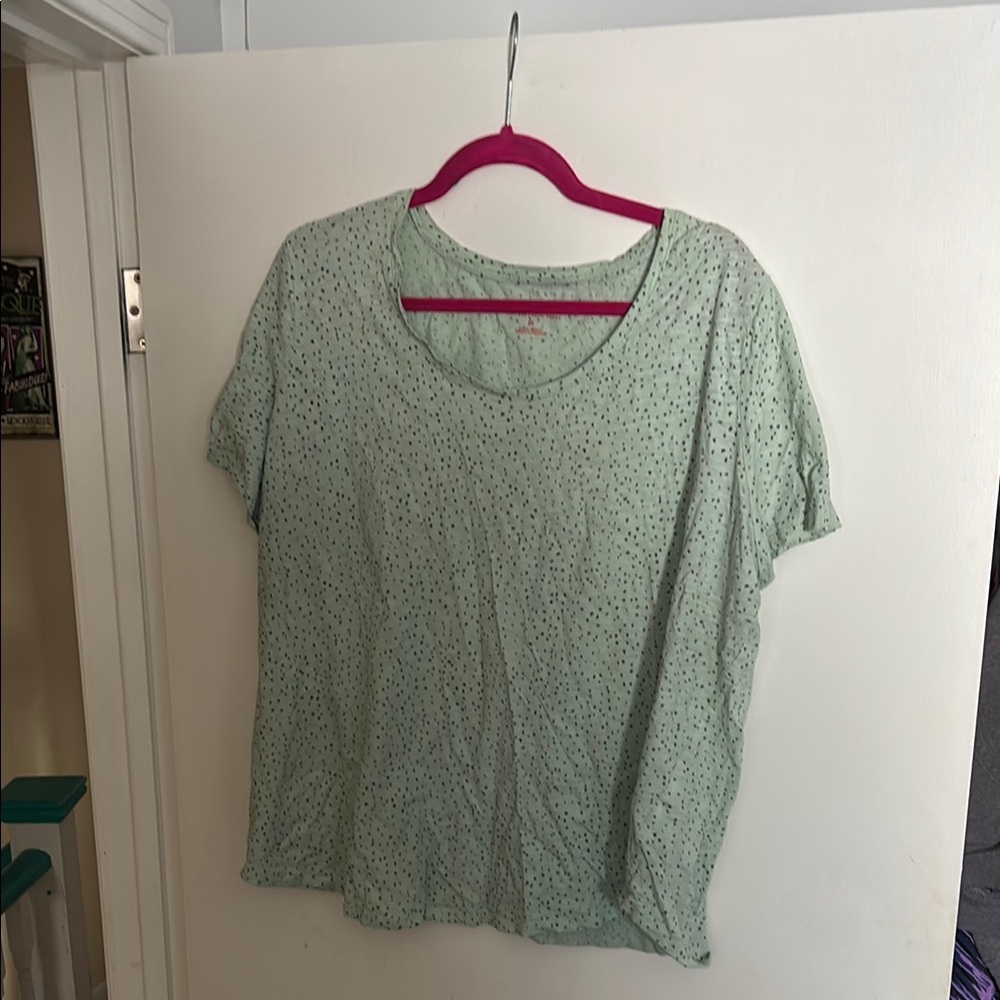Joe Fresh 2XL Green Polka Dot Women's Top